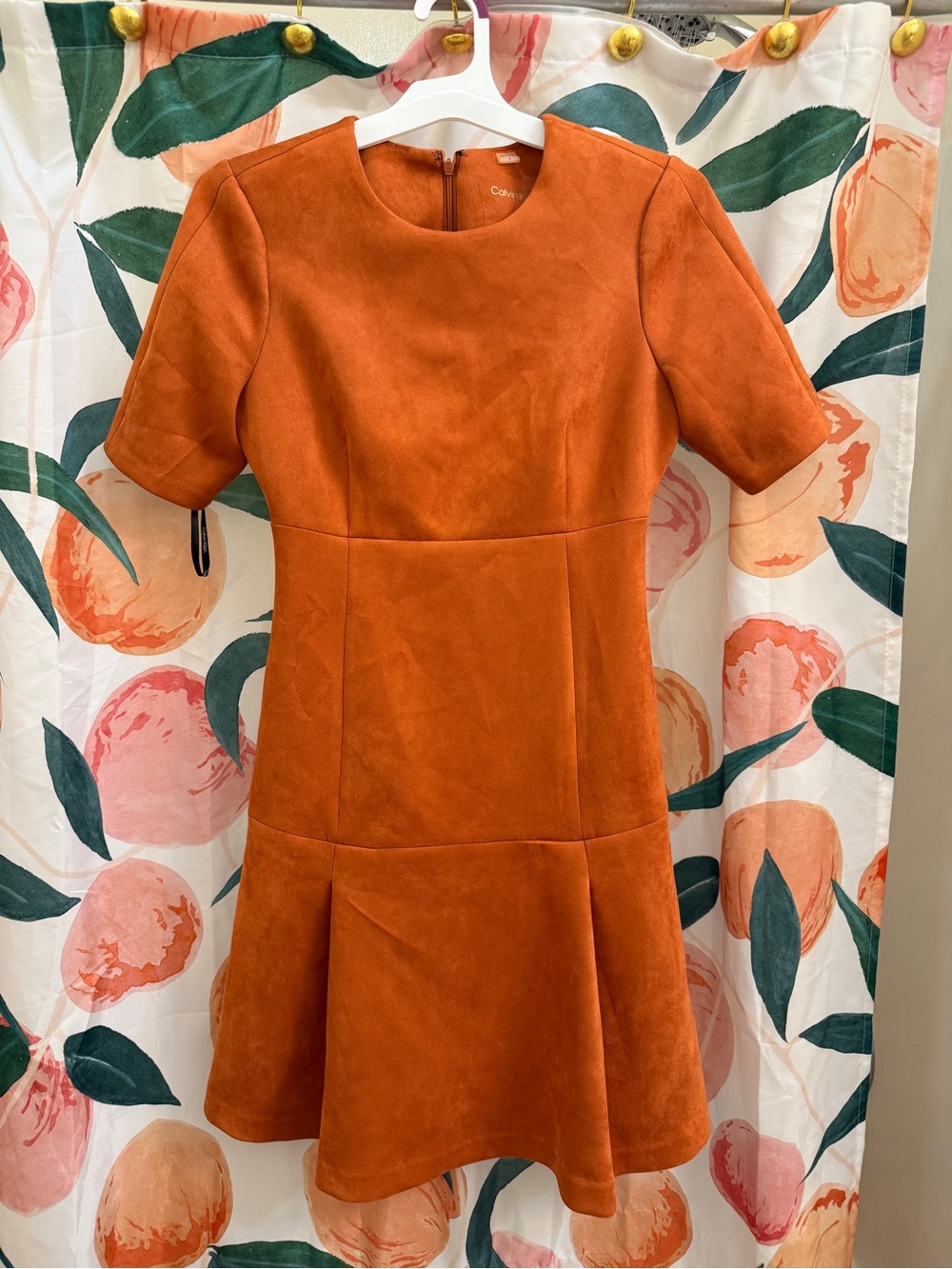 Calvin Klein Orange Suede-Look Dress